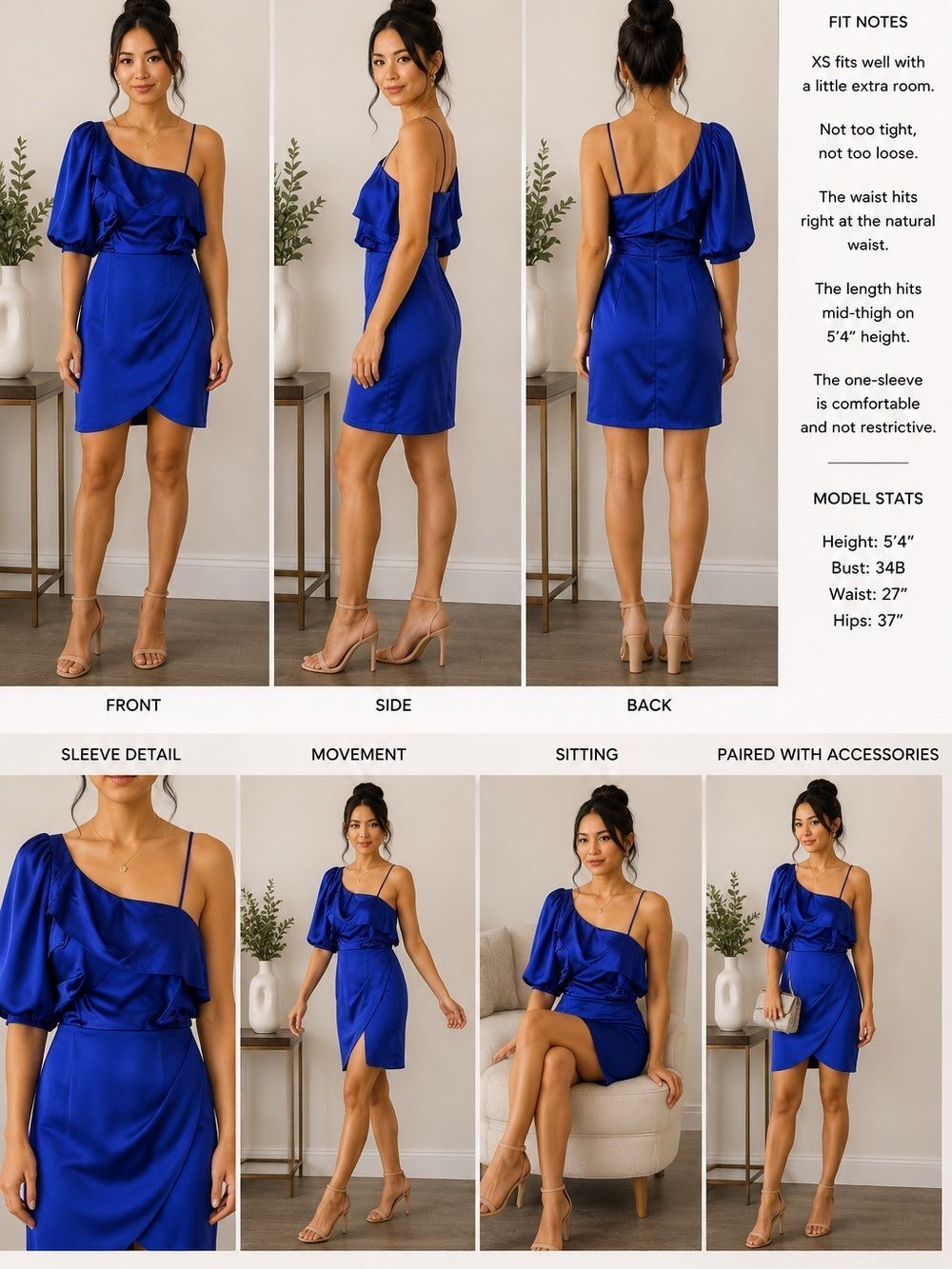 Express One-Shoulder Cobalt Purple Ruffle Dress